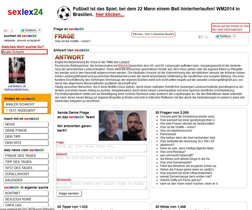 Frage des tages, Tipp des Tages, Witz des Tages und andere Funktionen halten den Leser auf der Webseite www.sexlex24.de Frage des tages, Tipp des Tages, Witz des Tages und andere Funktionen halten den Leser auf der Webseite www.sexlex24.de
